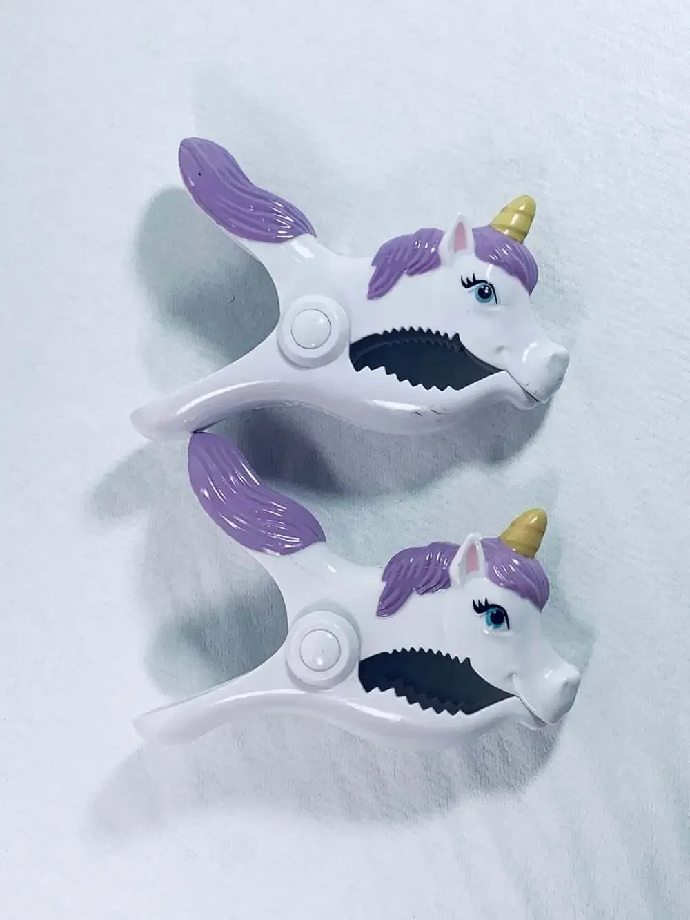 Unicorn Clips two purple and white